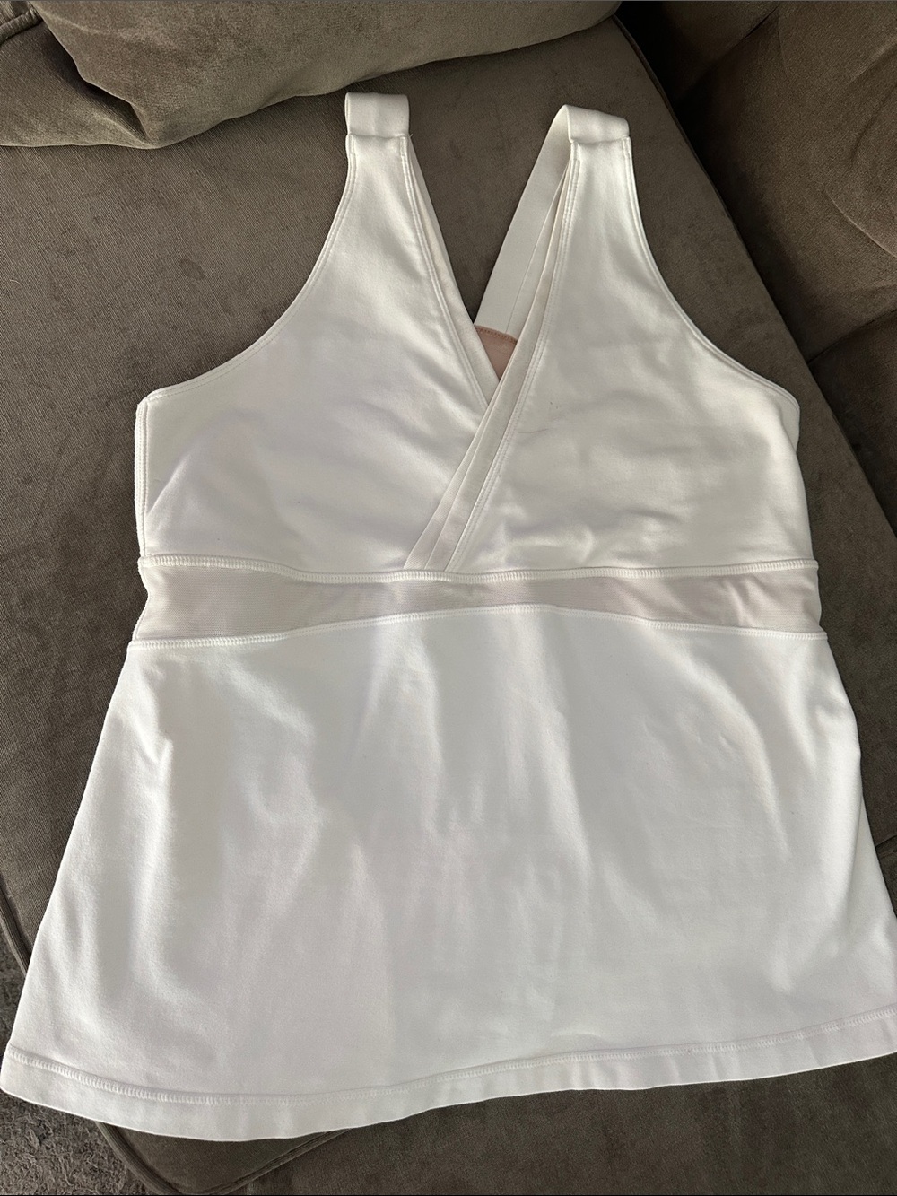 Lululemon Deep V Athletic Tank White (Pads have been removed).